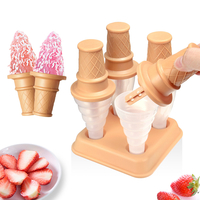 Cartoon Cone Shaped Ice Cream Mold Four Sticks Ice-Cream Molds for Kids Activity