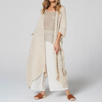 Celmia Solid Color Front Open Asymmetric Long Maxi Cardigans