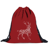 Christmas Print Storage Bag Large Capacity String Cotton Bac
