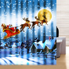Christmas Style Waterproof Polyester Shower Curtain Cartoon Santa Father Pattern With Hooks