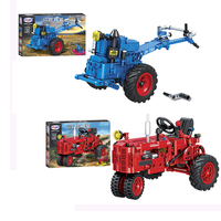 Classic Walking Tractor Car Model DIY Assembly Building Blocks Toys for Children Educational