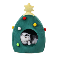 Cute Christmas Cat Nest Soft Dog Cat Bed House Tree Shape Pet Bed Mat Winter Cat Tent