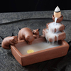 Cute Handmade Porcelain Pig Backflow Incense Burner Cone Sandalwood Holder Yoga Home Aromatherapy Decor Help Sleep Tool