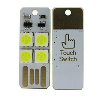 DC5V White USB Finger Touch Adjust Brightness 4LED Rigid Strip Light Power Bank Book Night Lamp