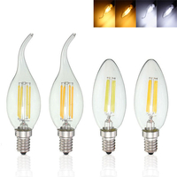 Dimmable E14 4W COB Edison Filament Bulb LED 400Lm CandleLight Candle AC220V