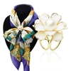 Elegant Black White Flower Pearls Scarf Buckle Brooches