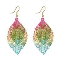 Ethnic Statement Colorful Double Layer Leaf Drop Earring