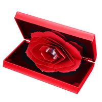 Folding Rotating Rectangle Rose Ring Box Birthday Valentine