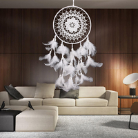 Handmade Dream Catcher White Goose Feather Home Wall Hang Decorations Ornament Gift