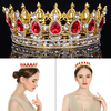 High Red Sparkling Crystal Gold King Crown Pageant