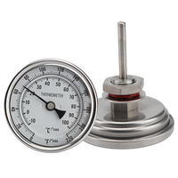 Homebrewing Beer Brewing Wine Thermometer Weldless Bi-metal Thermometer Kit 3"Face & 2"Probe 1/2"MNPT 0~220F Degree Home