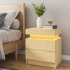 Hommpa High Gloss Nightstand with 2 Drawers Bedside Tables RGB LED Bedroom Cabinet