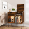 HOMMPA Record Player Stand with LED Light Large Record Player Table with Vinyl Record Storage Holder 31.8" Tall Mid Cent