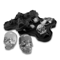 Honana 4 Grid Skull Silicone Ice Mold Trays For Jelly Candy Chocolate Mold 3D Skull Ice Mold Food GradeFlexible Silic
