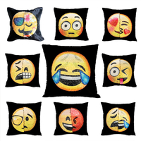 Honana WP-565 New Cute DIY Changing Face Emoji Decorative Pillows Sequin Pillow Case Smiley Face cov