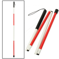 IPRee® 46inch 4 Sections Folding Blind Guide Cane Aluminum Walking Climbing Sticks Wrist Strap Reflector