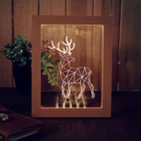 KCASA FL-706 3D Photo Frame Illuminative LED Night Light Wooden Elk Desktop Decorative USB Lamp For Bedroom Art Decor Ch