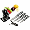 KCASA KF-2 5 Pieces Black Blade Ceramic Knife Set Multi-function Ergonomic Chef Knife Peeler Slicer