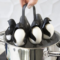 KCASA Kitchen Creative Preguin Egg Boiler 6 Eggs Holder with Handle Egg Cup Boiler Egg Holder Egg Cooker