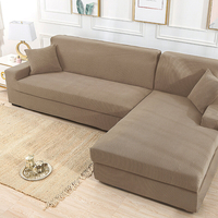 Khaki Stretch Elastic Sofa Cover Solid Non Slip Soft Slipcover Washable Couch Furniture Protector for Living Room