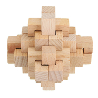 Kong Ming Lock Toys Children Kids Assembling Challenge IQ 3D Puzzle Cube Wood Toy