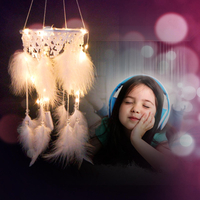 LED Light Tassel Catching Monternet Large Dream Catcher Net Creative Feathers Home Pendant Wedding Decorations