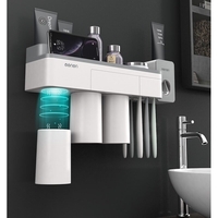 [Magnetic Design] Jordan&Judy Mutifunctional Magnetic Toothbrush Holder with Toothpaste Squeezer Cups Bathroom Storage R