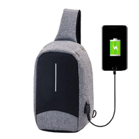 Men External USB Charging Function Sling Bag Water Repellent Anti Theft Crossboby Bag for 9.7" Ipad