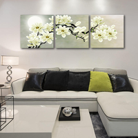 Miico Hand Painted Three Combination Decorative Paintings Botanic Painting Wall Art For Home Decoration