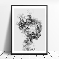 Modern Black&White Girl Canvas Print Paintings Wall Art Picture Poster Decoration