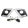 Pair LED DRL Daytime Running Lights White Turn Signal Lamp Yellow For Toyota Hilux Vigo 2015-2017