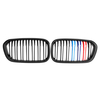 Pair Matte Black Front Kidney Grilles Grill M-Color Double Line For BMW F20/F21 1 Series 2015-2017
