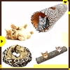 Pet CatSoft Play Tunnel Toy Collapsible Leopard Print Kitten 2 Holes Long Tunnel Rabbit Fun Toys