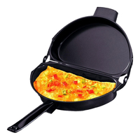 Portable Non-stick Omelette Folding Pan Stainless Iron Double Side Grill Pan Home Breakfast Pot Production Tools