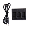 PULUZ 3-Channel Battery Charger With Micro USB-C/Type-C Port For GoPro HERO5/06