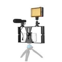 PULUZ PKT3022 Rig Stabilizer Holder with Video Light Microphone for Smart Phone Photography
