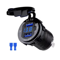 QC3.0 Dual USB Car Charger LED Voltage Display Quick Charger with Switch Button LED Voltage Display for 12V/24V Cars Boa