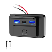 QC3.0 USB PD3.0 Type C 3 Port 66W USB C Socket Charging Socket Car Charger Mobile Phone Quick Charge Dual Waterproof wit