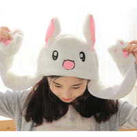 Rabbit Hat Ear Will Move When You Hold The Leg Funny Plush Hat Toy Child Decoration Toys