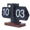 Retro Mechanical Flip Clock Square Wooden Base 24-Hour Retro Style Flip Down Clock Desk Decoration Multifunctional Flip
