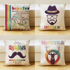 Romantic Modern Simple Pattern Pillow Case Style Nordic Deer Bicycle and Beard Square Throw Pillow Cover