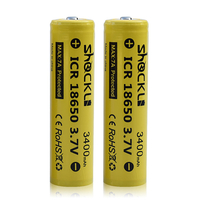 ShockLi 18650 3400mAh Protected Button Top 3.7V Rechargeable Battery for Flashlight E cigs -2pcs+Battery Case