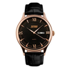 SKMEI 9091 Rose-Gold Color Case PU Leather Band Analog Quartz Men Wrist Watch