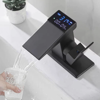 Smart LED Digital Display Basin Sink Faucet for Hot Cold Water Temperature LED Washbasin Waterfall Taps Bathroom Deck Mi