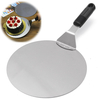 Stainless Steel Round Cake Pizza Shovel Lifter Flipper BBQ Stone Oven Paddle Spatula Peel Tray Pan Pizza Plate