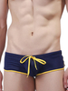 Swimming Trunks Drawstring Boxer Patchwork Side Button Swimsuits for Men
