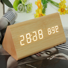 Triangular Wood Digital LED Alarm Table Desk Clock Display Temperature Time