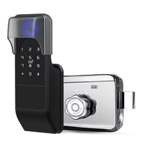 Tuya WiFi Fingerprint Gate Lock Outdoor TTlock Smart Door Lock with Digital IC Card Rim Lock for Home Garden Security