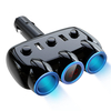 Universal Digital Display Car Charger Dual Socket Splitter USB Charging 3 Way Cig arette Lighter 12/24V