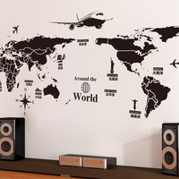 World Map Wall Stickers Removable PVC Map Of The WorldArt Decals for Living Room Home Decor